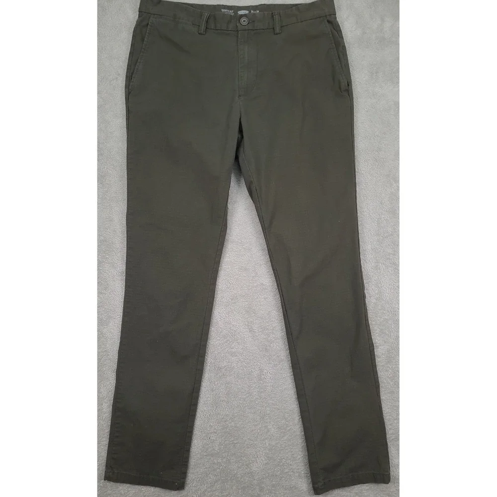 Old Navy Ultimate Slim Chino Pants Mens 34x34 Olive Green Grid Ripstop Trousers